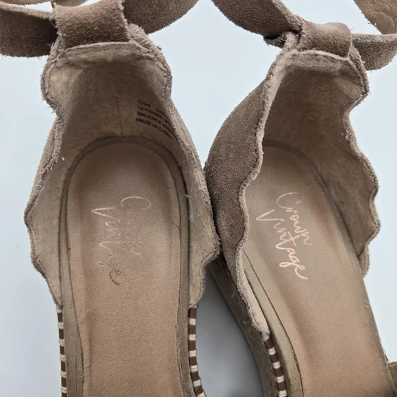 Crown Vintage Daffodil Brown Suede Espadrille Wedge Sandals Size 7.5 - Picture 14 of 16